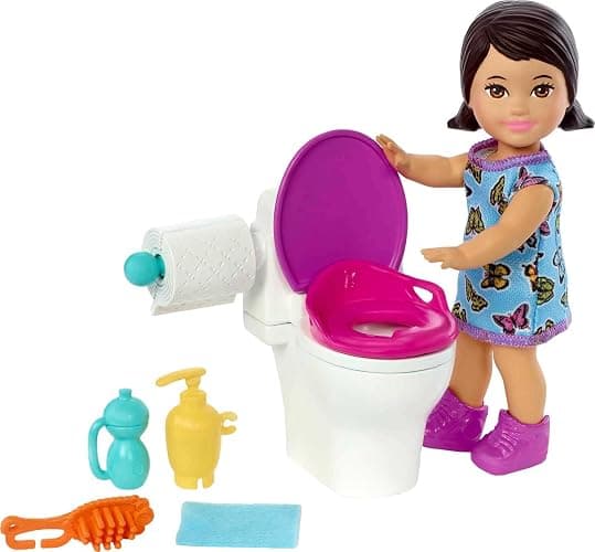 Barbie Skipper Babysitters, Inc. Playset with Brunette Doll in Butterfly Dress, Potty & Bathroom-Themed Accessories - Image 1