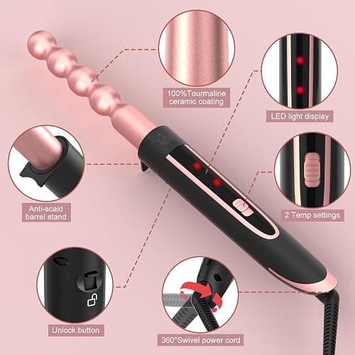 5 in 1 Curling Wand Set, Curling Iron with Curling Brush,Hair Straightener & 3 Interchangeable Ceramic Curling Wand(0.35"-1"), Fast Heat Hair Wand Curler, Include Glove & 2 Clips for Women Girls Gift thumbnail 8