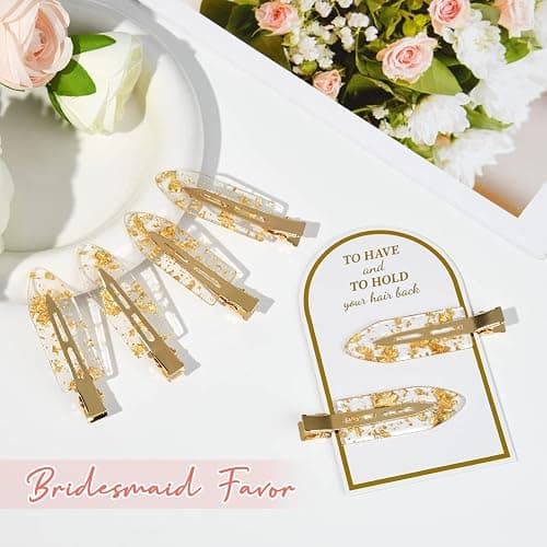8PCS No Bend No Crease Gold Glitter Makeup Creaseless Hair Clips - Styling Hair Accessories for Bride, Women & Girls thumbnail 7