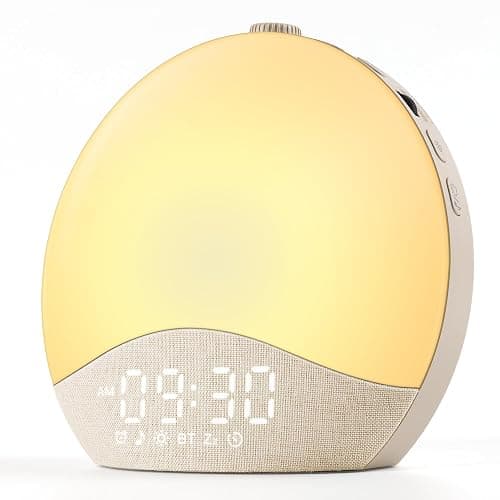 ecozy Sunrise Alarm Clock for Bedroom, White Noise Sound Machine, 26 Soothing Sounds, 17 Night Lights, Bluetooth Speaker, Music-Sync Lights, Wake Up Sunlight for Heavy Sleepers, Adults, Kids - Natural - Image 1