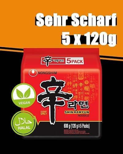 Nong Shim - Instant Nudeln Shin Ramyun - Multipack (5 X 120 GR) - Produktdesign kann abweichen thumbnail 2