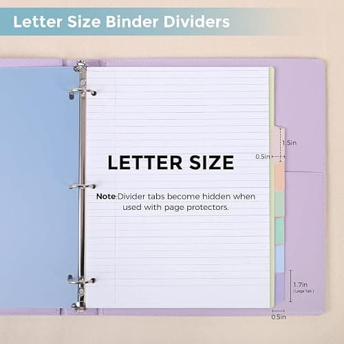 SKYDUE Durable Plastic 8-Tab Dividers, Big Tab Dividers for 3 Ring Binder, Write & Erase 3 Ring Binder Dividers with Tabs, with Sticker Labels, 1 Set, Pastel Color thumbnail 4