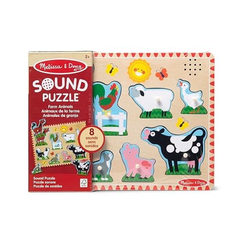 Melissa & Doug Farm Animals Sound Puzzle - Wooden Peg Puzzle with Sound Effects (8 pcs) thumbnail 4