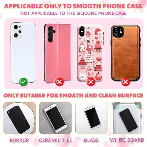 Teenyyou 6 Pcs Heart Suction Phone Grip, Silicone Suction Phone Case Sticky Mount Double Sided Hands-Free for Selfies Videos Mobile Devices Mirror Glass(Pink Series) thumbnail 2