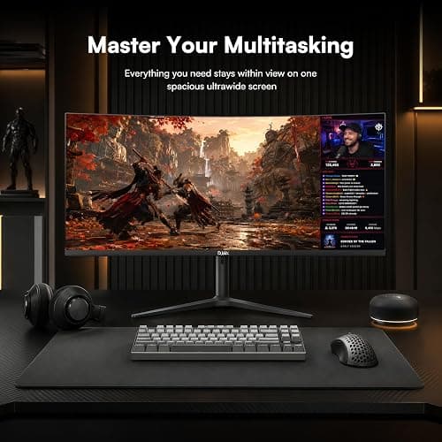 DJiEX 34 Inch Ultrawide Curved Gaming Monitor, 180Hz, Height Adjustable | WQHD 3440x1440, 1500R, 4000:1, 127% sRGB, FreeSync, 16.7M, Curvature & 178° Viewing Angle, Base for Computer, Business thumbnail 7