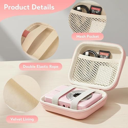 CVVD Digital Camera Case for Kodak PIXPRO FZ55 FZ45 - Pink | Hard EVA Protective Shell, Fit CAMKORY Compact Digital Cameras, Compact for Travel and Daily Carry thumbnail 5