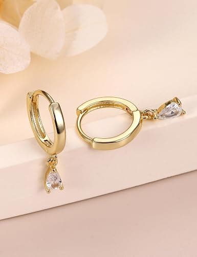 Gold Hoop Earrings for Women Hypoallergenic - 14K Gold Plated Dainty Stud Earrings Dangle Small Huggie Cartilage Earring Stacks Gold Jewelry thumbnail 8