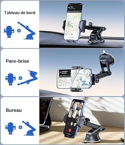 Miracase Support Téléphone Voiture [2025 Ventouse Puissante] Porte Telephone Voiture Tableau de Bord, Rotation 360° Portable Ventouse pour iPhone Compatible avec 4-7.2" Smartphone thumbnail 7