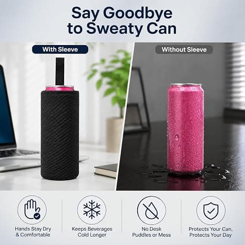 Slim Can Koozie for Alani Nu 12oz Energy Drinks, Quilted Neoprene Insulated Can Cooler Sleeve with Carry Strap, Sweat Proof Can Holder for Slim Tall Beverage Cans thumbnail 6