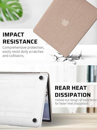 Seorsok Compatible for MacBook Pro 14 inch Case 2024-2021 M4 M3 Pro/Max A3112 A3185 A3401 A2918 A2992 M2 A2779 M1 A2442,Elegant Leather Plastic Hard Shell Case with Keyboard Cover,Brown Woven thumbnail 5