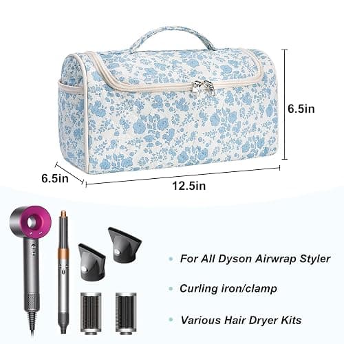 idoltimes Quilted Hair Tools Travel Bag, Cute Portable Organizer Case with Hanging Hook, Compatible with Dyson Airwrap Styler,Hair Curler Accessories thumbnail 2