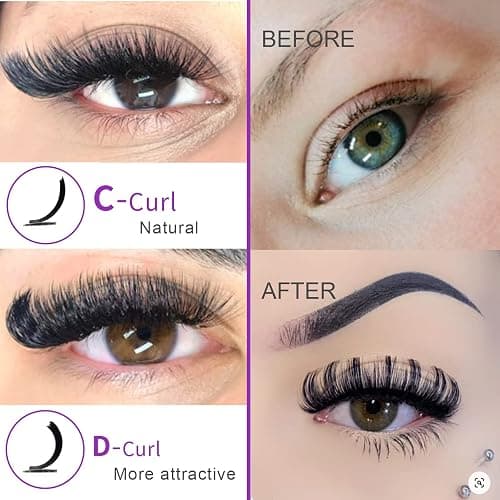 royaomis False Eyelash, D Curl S06 10paris, Mink Fur & Faux Mink, Cruelty Free, Handmade, Natural Look, Pair, 10 Count thumbnail 2