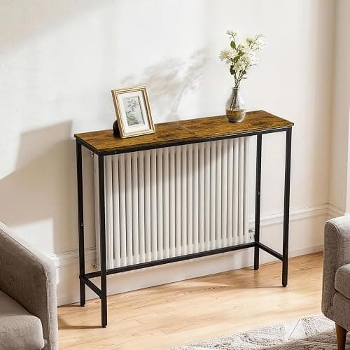 Radiator Shelf, Radiator Topper Cover Shelf, Wood Heat Deflector Shelfs in Rustic Brown and Black, Improves Warm Air Circulation, Protects Wall and Adds Storage, Easy to Install (9.5x29.5x29.5inch) - Image 1