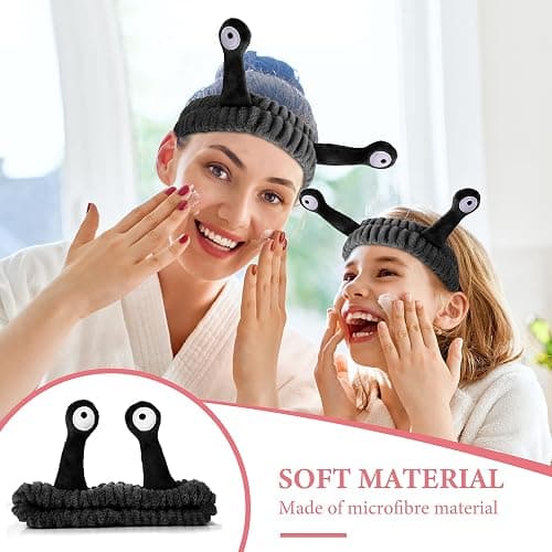 Molain Face Wash Headband, Palm and Snail Spa Hair Bands Makeup Headbands Women Cartoon Cute Coral Fleece Elastic Headband Creative Hair Accessories for Washing Face Shower Sports Beauty Skincare thumbnail 5