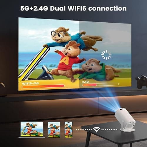 Osikem Mini Projector with Bluetooth, Support 4K Support 130" Screen Movie Projector with Auto Focus & Keystone, 5G+2.4G WiFi 6 Connection Video Projector Compatible with Smartphone Laptop thumbnail 6