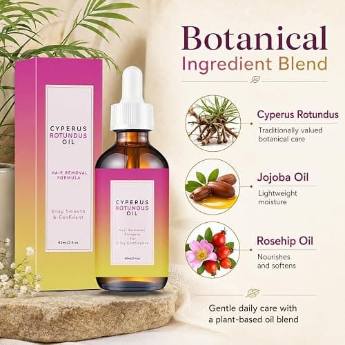 Cyperus Rotundus Oil – Natural Cattail Oil for Smoother, Hair-Free Looking Skin | Gentle, Moisturizing Formula for Face, Arms & Legs 60ml (2-Pack) thumbnail 2