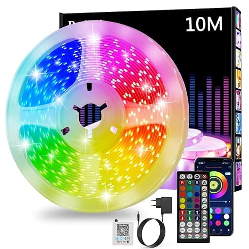 Ruban Led 10m, Led Chambre, RGB Bande Led Contrôlé par APP Bluetooth ou Télécommande 44 Touches, Synchroniser avec Rythme de Musique, Bandeau Led pour Decoration Chambre, Gaming - Image 1