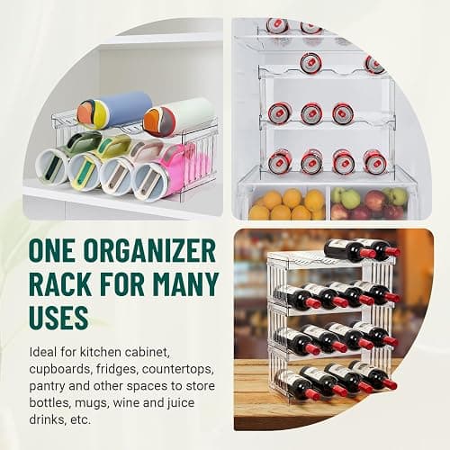 Water Bottle Organizer for Full Stanley 40 oz Tumbler with Handle, Cabinet Pantry Kitchen Organizers and Storage for Owala Stanley Cup Accessories Holder, Patented Stackable Tumbler Organizer Gifts - 16-Large bottles thumbnail 8