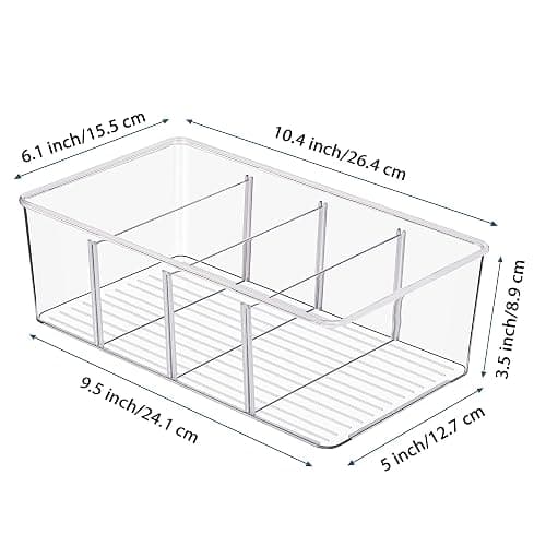 Vtopmart 4 Pack Food Storage Organizer Bins, Clear Plastic Bins for Pantry, Kitchen, Fridge, Cabinet Organization and Storage, 4 Compartment Holder Packets, Snacks, Pouches, Spice Packets thumbnail 3