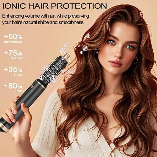 5 in 1 Hair Dryer Brush Hot Air Curling Negative Ion Air Styler，Multi Function Blow Dryer with Curling Wand, Straightening, and Volumizing Hot Air Brush for All Hair Types（Black） - Black thumbnail 3