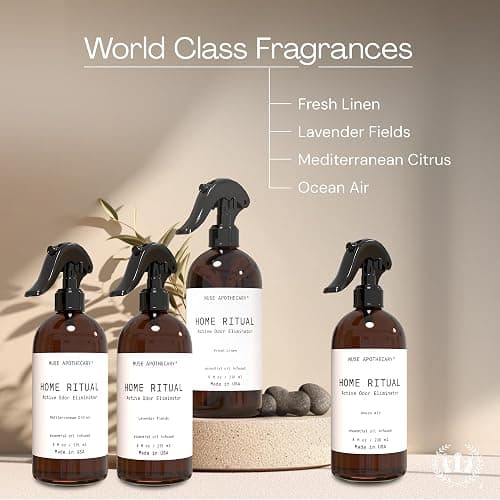 Muse Apothecary Home Ritual Active Odor Eliminator Spray - Furniture Deodorizer Spray & Bathroom Odor Eliminator for Home - Essential Oil Air Freshener - 4oz, Lavender Fields thumbnail 4