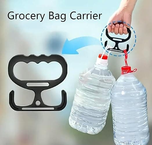 Grocery Bag Carrier Handle Heavy Duty Plastic Bag Holder, Comfortable Grip for Carrying Shopping Bags, Buckets & More Black thumbnail 5