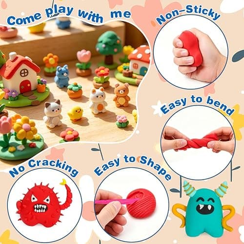 ifergoo Air Dry Clay, 50 Colors Magic Foam DIY Molding Clay for Slime | Slime add ins & Supplies, Soft & Non-Sticky, Easy to use, School Projects, Great Toys Gift for Ages 3-12 Boys & Girls Kids thumbnail 8
