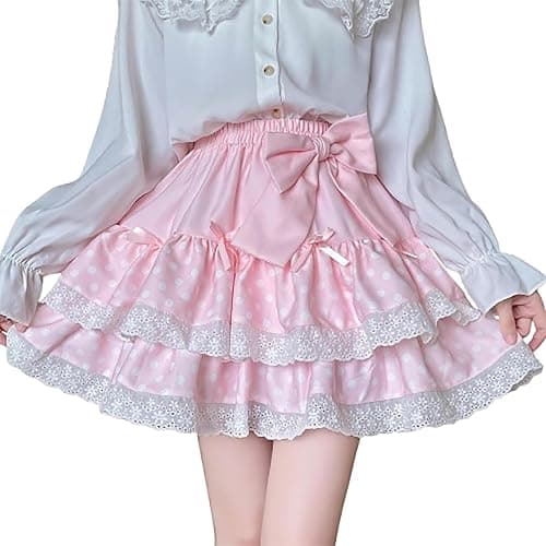 Wayolyn Sweet Lolita Mini Skirt for Women Bow Cake Skirt High Waist Kawaii Vintage Layered Lace Party A-line Mini Skirts - Image 1