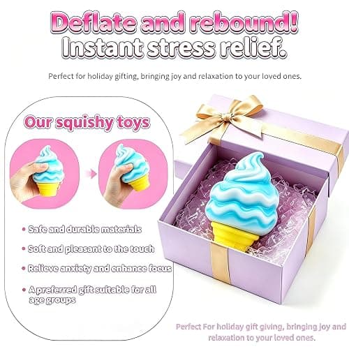 Ice Cream Squishy Toy, Summer Sensory Stress Relief Squeeze Squishy, Popsicle Squishy for Basket Stuffers, Party Favors, Anxiety Relief Everyone, Birthday Gift thumbnail 3