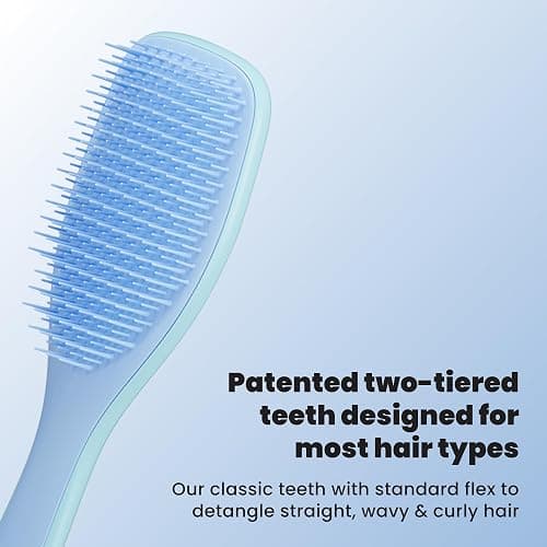 Tangle Teezer Ultimate Detangler Brush, Straight to Wavy, Denim Blues | Patented two-tier, regular-flex teeth reduce breakage & split ends on wet or dry hair; Shower-friendly hairbrush for all ages thumbnail 2