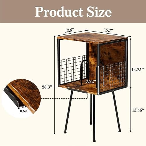 Faesun Record Player Stand with Storage Holds 100+ Vinyl Records, Industrial Turntable Stand with Storage Shelf, LP Album Organizer Cabinet for Small Spaces,Rustic End Table thumbnail 3