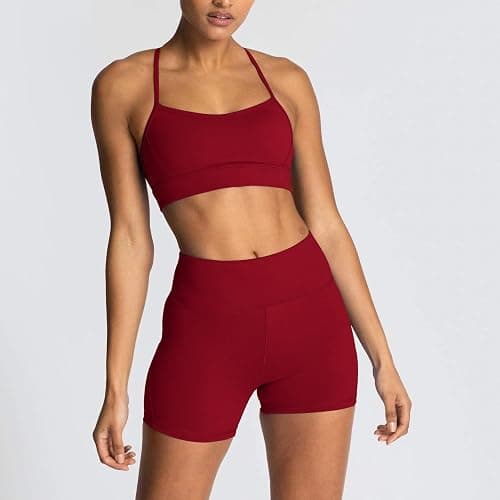 IMEKIS Women's Workout Sets 2 Piece Yoga Outfit High Waisted Biker Shorts Leggings Sports Bra Gym Fitness Clothes Tracksuit thumbnail 2