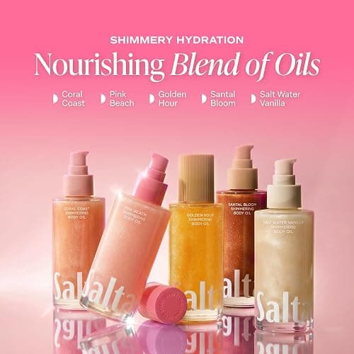 Saltair Shimmering Body Oil - Pink Beach Scented Dry Oil Moisturizer with Light-Reflecting Pearl Pigments. Moisturizing Glow for All Skin Types - 4 Fl Oz thumbnail 4