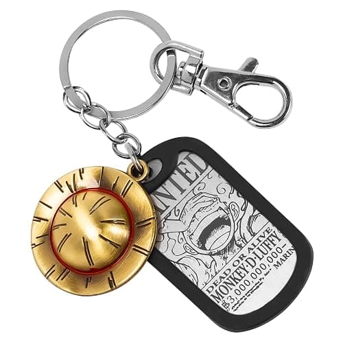 Weeb Keychains One Piece Gifts with Straw Hat & Metal Dog Tag, Premium One Piece Keychain, Merch with Gift Box - Image 1