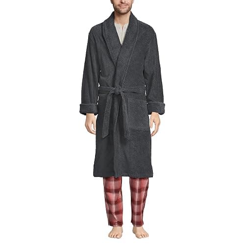 Lands' End Men's Full-Length Turkish Cotton Terry Bathrobe – 55" Length | Plush, Absorbent, 2 Pockets, Spa Comfort - Image 1