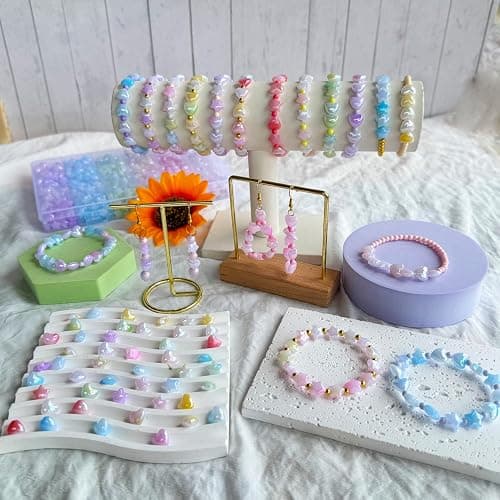 1000Pcs Acrylic Star Beads Hart Beads for Bracelet Jewelry Making, ABS Cute Acrylic Pastel Bead Colorful Assorted Aesthetic Rianbow Kawaii Bead Bulk for Bracelet DIY Craft Earring Phone Charm thumbnail 2