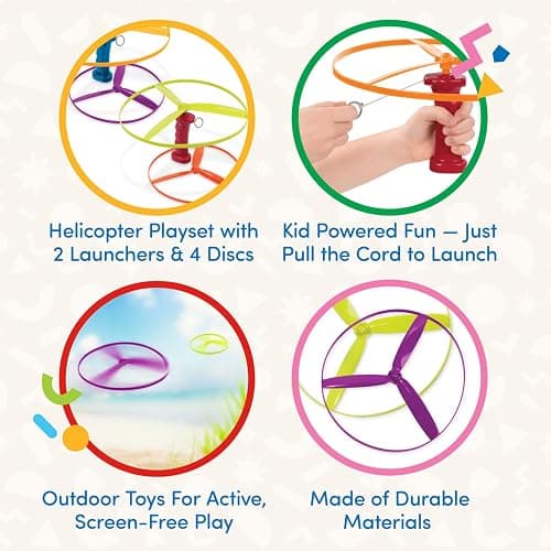 Battat - Flying Disc Launcher Toy Helicopter with 2 Launchers & 4 Discs - Screen-Free Outdoor Summer Toys for Active Play - No Batteries Required Kids Launch Game Set for Ages 3+ - Skyrocopter thumbnail 4