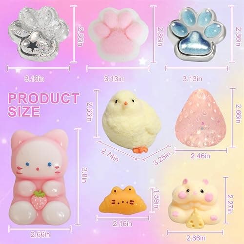 19pcs Taba Squishy Pack,Fidget Toys Kit,Include Squishies Party Favors for Kids 4-8 8-12 Treasure Box Toys for Classroom Birthday Xmas Gifts for Girls Boys Goodie Bag Stocking Stuffers for Teens thumbnail 2