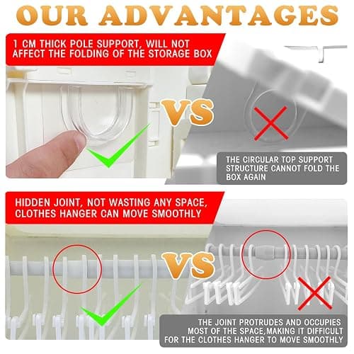 Foldable Doll Wardrobe Storage Box Compatible with Labubu Clothes with 10 Hangers & Rod - Stackable Organizer Cabinet for 15/17cm Doll Clothes with Dust-Resistant Cover and Display Shelf thumbnail 5