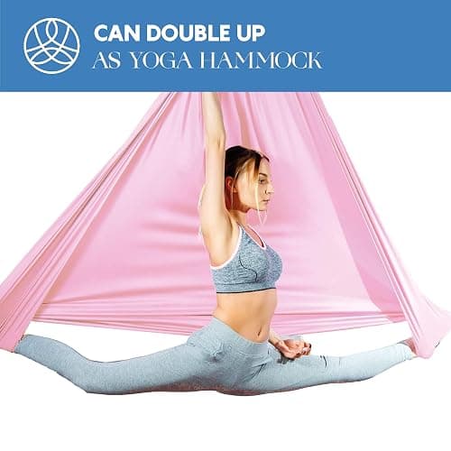 aum active Aerial Silks Starter Kit - Durable 9 Yards of Aerial Yoga Hammock with Hardware & Guide - Aerial Swing for Acrobatic Flying Yoga & All Levels (Aerial Rigging Point Up to 13ft) thumbnail 7