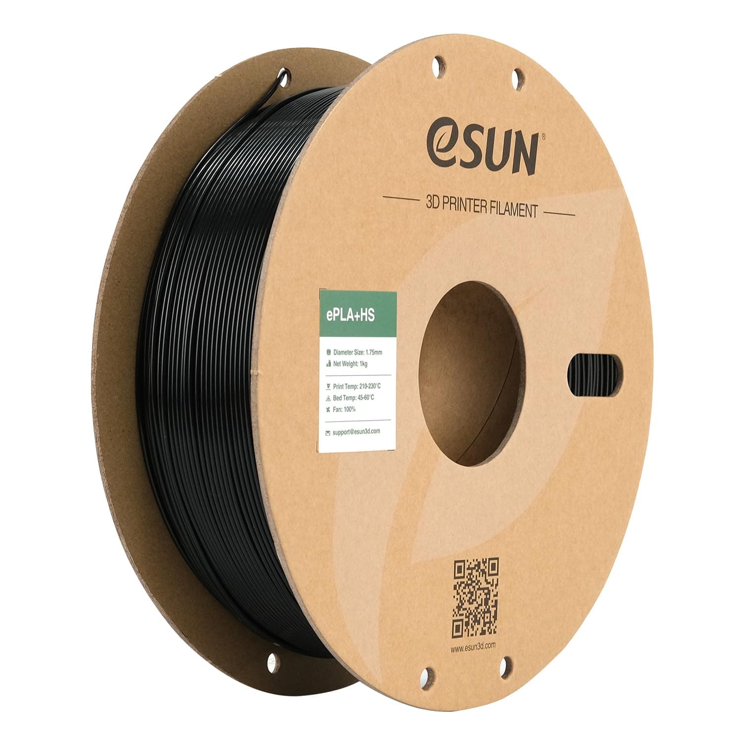 eSUN PLA+ Filament 1.75mm, PLA+HS High Speed 3D Printer Filament Dimensional Accuracy +/- 0.03mm, 1KG Spool (2.2 LBS) Speedy PLA+ Filament for High Speed Printers (Black, 1.75) - Image 1