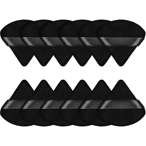 Maitys 12 Pieces Powder Puff Triangle Face Makeup Cosmetic for Loose Powder Soft Body Washable Reusable Foundation Sponge Mineral Wet Dry Makeup Tool for Women(Small,Black) - Image 1