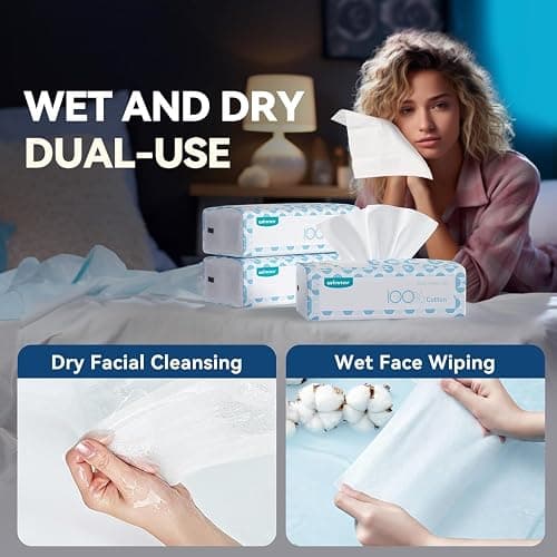 Winner Disposable Face Towels, 100% Cotton, 300 Count (Pack of 3) | USDA Certified Biobased, OEKO-TEX Certified, Unscented, Sensitive Skin, Face Cleansing, Makeup Removal thumbnail 8