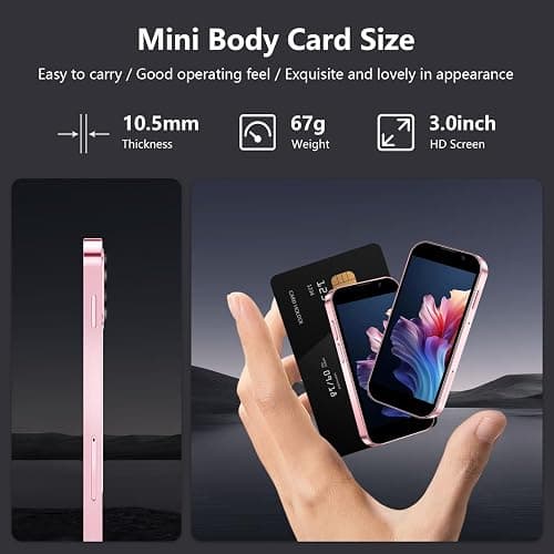 soyes Mini Phone World's Smallest 3.0" HD Touch Screen Mini Smartphone Unlocked Android Compact Mobile Phone for Kids & Students Cell Phone wih Quad-Core Dual SIM Face ID 2GB+16GB Pink thumbnail 3