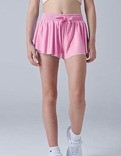 3 Pack Girls Flowy Shorts with Spandex Liner 2-in-1 Youth Butterfly Skirts for Fitness, Running, Sports thumbnail 2