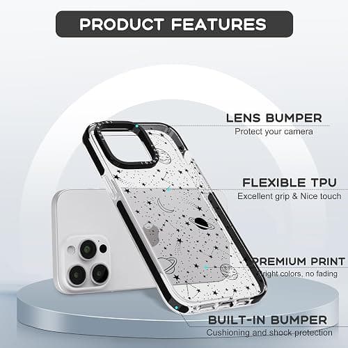 LOLAGIGI Case for iPhone 15 Plus, Cute Cosmic Asteroid Moon Print Kawaii Design Girly Aesthetic Cartoon Pattern for Women Girls Teens Soft TPU Case,6.7" thumbnail 2