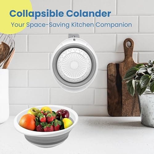 HOMESHOPA Oval Collapsible Silicone Colander, Foldable Kitchen Food Strainer, Food Grade Silicone Drain Basket for Draining Pasta, Fruits, Vegetable, Space-Saving & BPA Free thumbnail 5