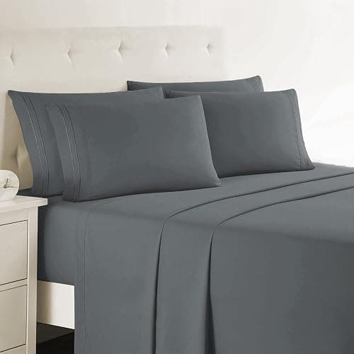 Clara Clark King Sheets, 6 Piece Set - Hotel Luxury Sheets for King Size Bed, Super Soft Bedding Set, King Size, Charcoal Gray - Image 1