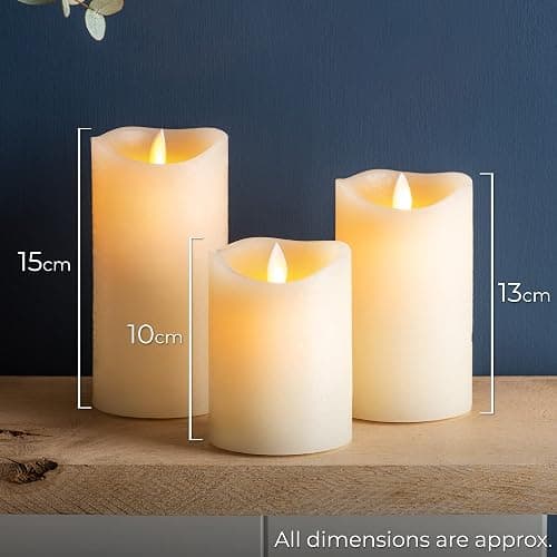 CHRISTOW Flameless LED Candles, Real Wax, Set of 3, Cream | Set of 3 LED Candles, Real Wax Construction, Realistic Flickering Flame, Battery Powered, Safe Flameless Design thumbnail 7