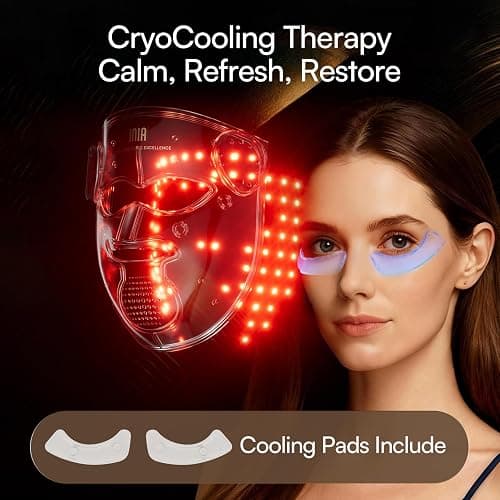 INIA GLOW 4D Wireless Red Light Therapy Mask for Face, Dual NIR, 320 LEDs | 4D Contour-Fit, Under-Eye Cooling, 4 Modes, Cordless & Rechargeable, Home & Travel Use, Skincare Gift for Women Wife Mom thumbnail 8